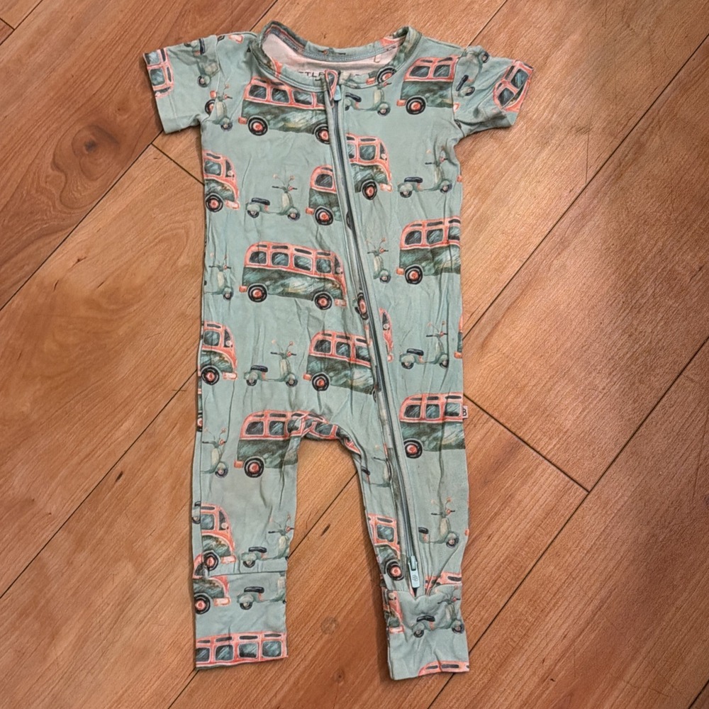 Little Bum Bums Baby Boys 3-6 Months Vw Moped Sleeper Pajamas Romper EUC
